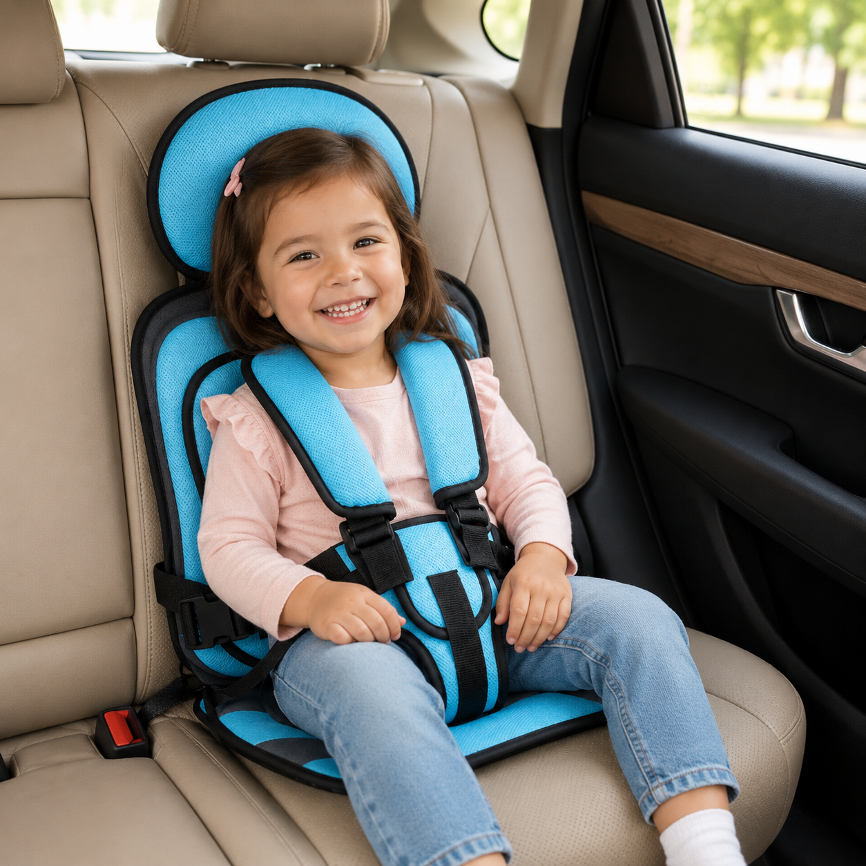 Kids Booster Car Seat | Foldable & Lightweight Design | 5-Point Harness | Travel-Friendly