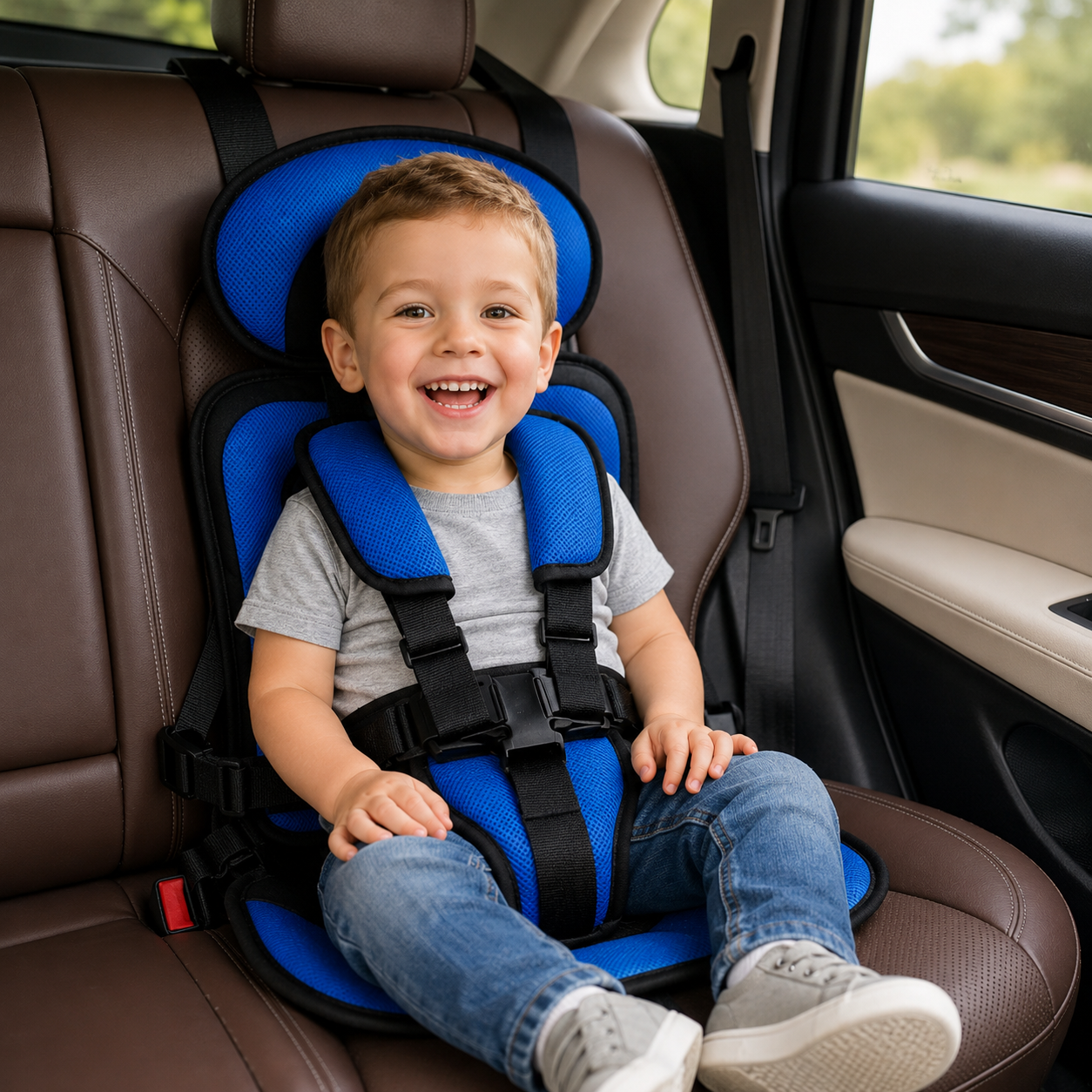 Kids Booster Car Seat | Foldable & Lightweight Design | 5-Point Harness | Travel-Friendly