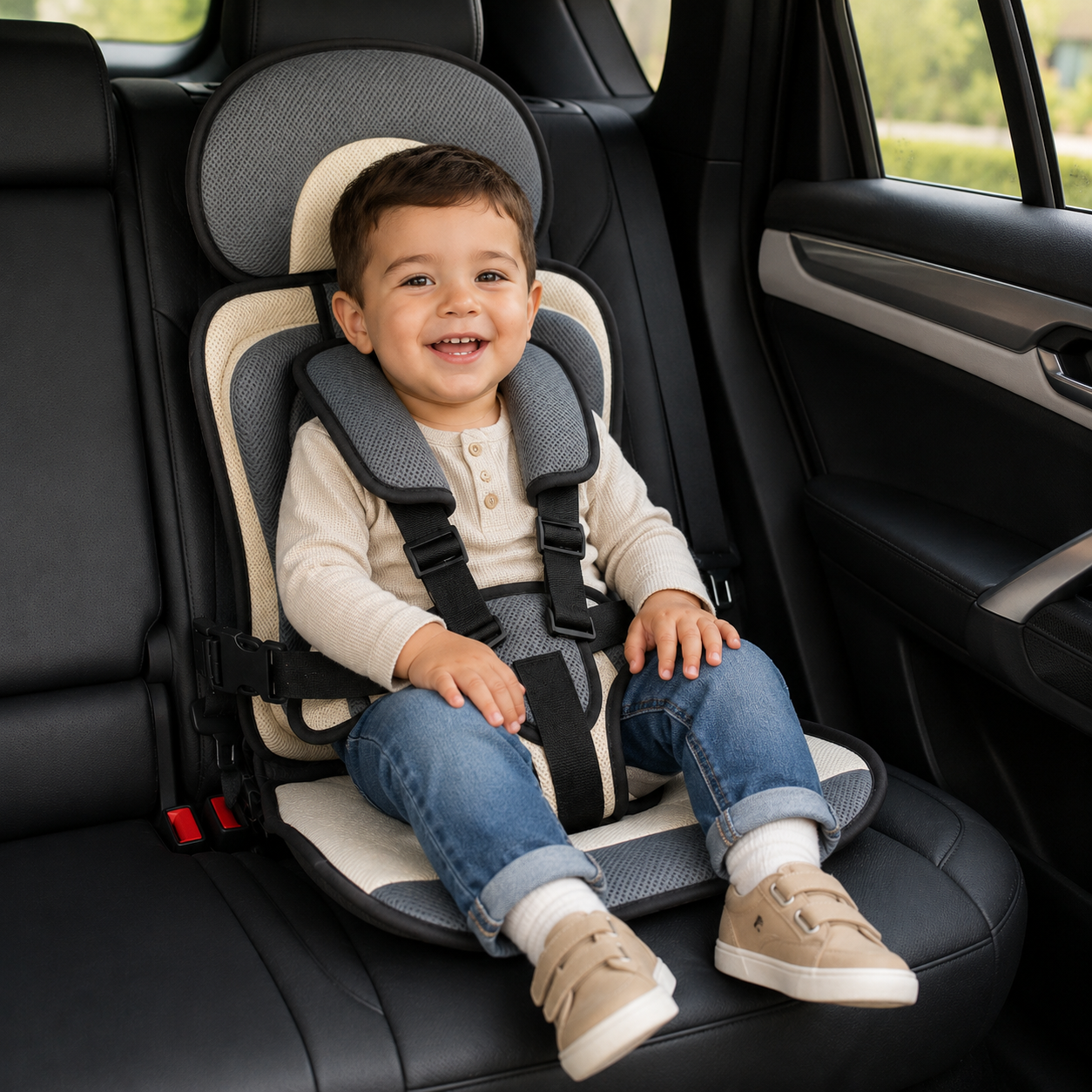 Kids Booster Car Seat | Foldable & Lightweight Design | 5-Point Harness | Travel-Friendly