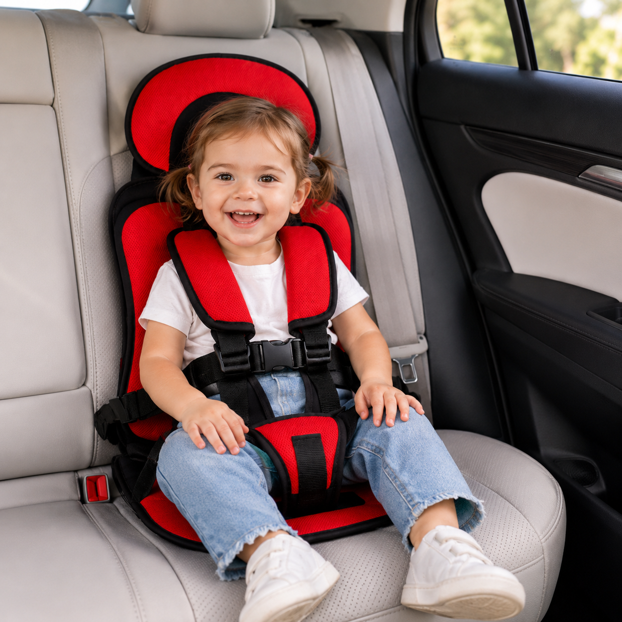 Kids Booster Car Seat | Foldable & Lightweight Design | 5-Point Harness | Travel-Friendly