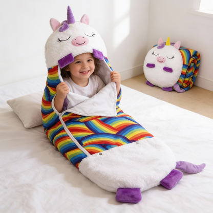 Kids Sleeping Bag | Foldable 2-in-1 Animal Shape | Lightweight & Easy to Fold | Travel & Sleepovers