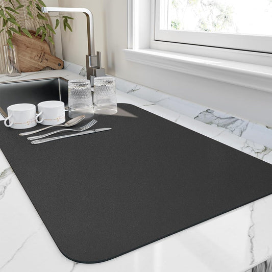 Kitchen Dish Drying Mat | Quick-Dry, Dries in 10 Min | Soft Diatomite Absorbent