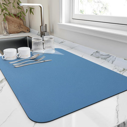 Kitchen Dish Drying Mat | Quick-Dry, Dries in 10 Min | Soft Diatomite Absorbent