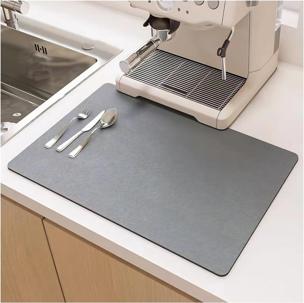 Kitchen Dish Drying Mat | Quick-Dry, Dries in 10 Min | Soft Diatomite Absorbent