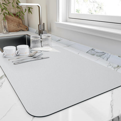 Kitchen Dish Drying Mat | Quick-Dry, Dries in 10 Min | Soft Diatomite Absorbent