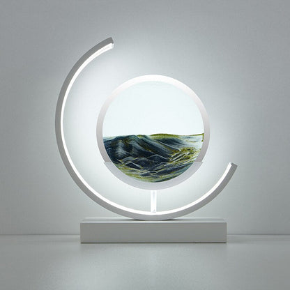 LED Table Lamp | Moving Sand Landscape | Metal Frame & Glass Reservoir | Relaxation