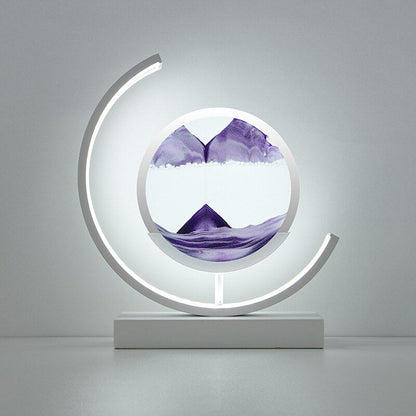 LED Table Lamp | Moving Sand Landscape | Metal Frame & Glass Reservoir | Relaxation