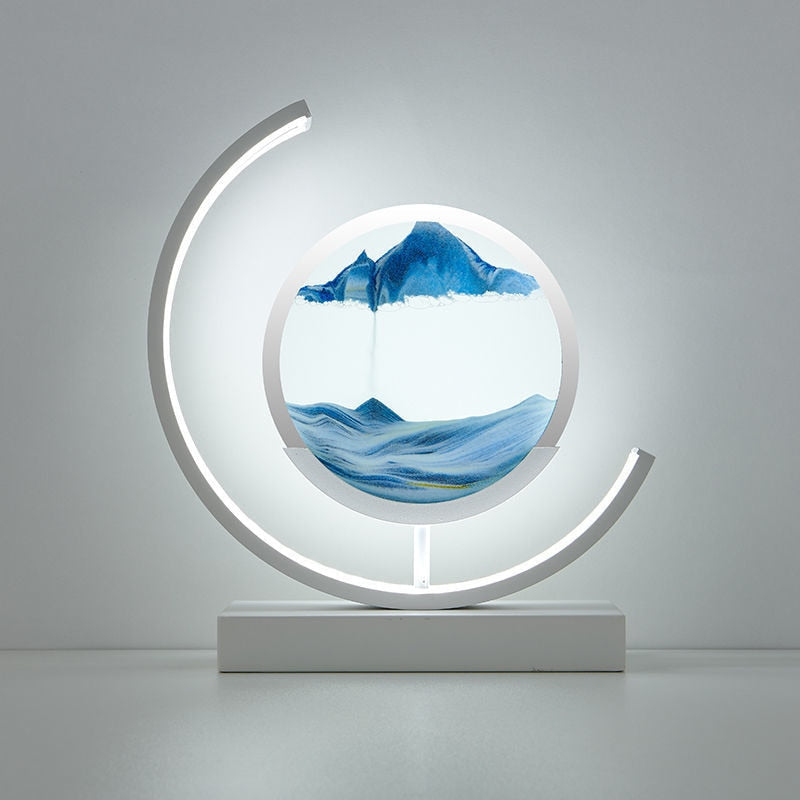 LED Table Lamp | Moving Sand Landscape | Metal Frame & Glass Reservoir | Relaxation