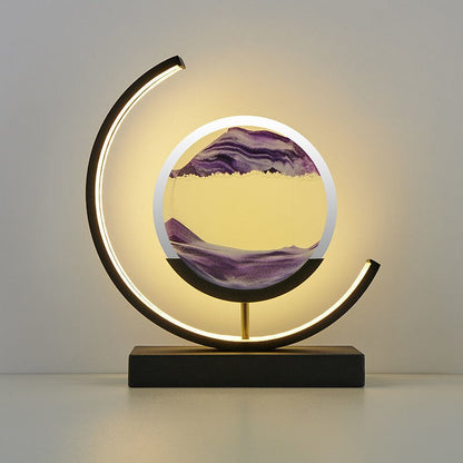 LED Table Lamp | Moving Sand Landscape | Metal Frame & Glass Reservoir | Relaxation