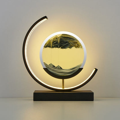 LED Table Lamp | Moving Sand Landscape | Metal Frame & Glass Reservoir | Relaxation