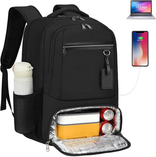 Laptop & Lunch Backpack | USB Charging Port | Fits 17.3 in Laptop | Insulated Lunch Compartment