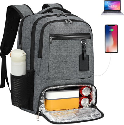 Laptop & Lunch Backpack | USB Charging Port | Fits 17.3 in Laptop | Insulated Lunch Compartment