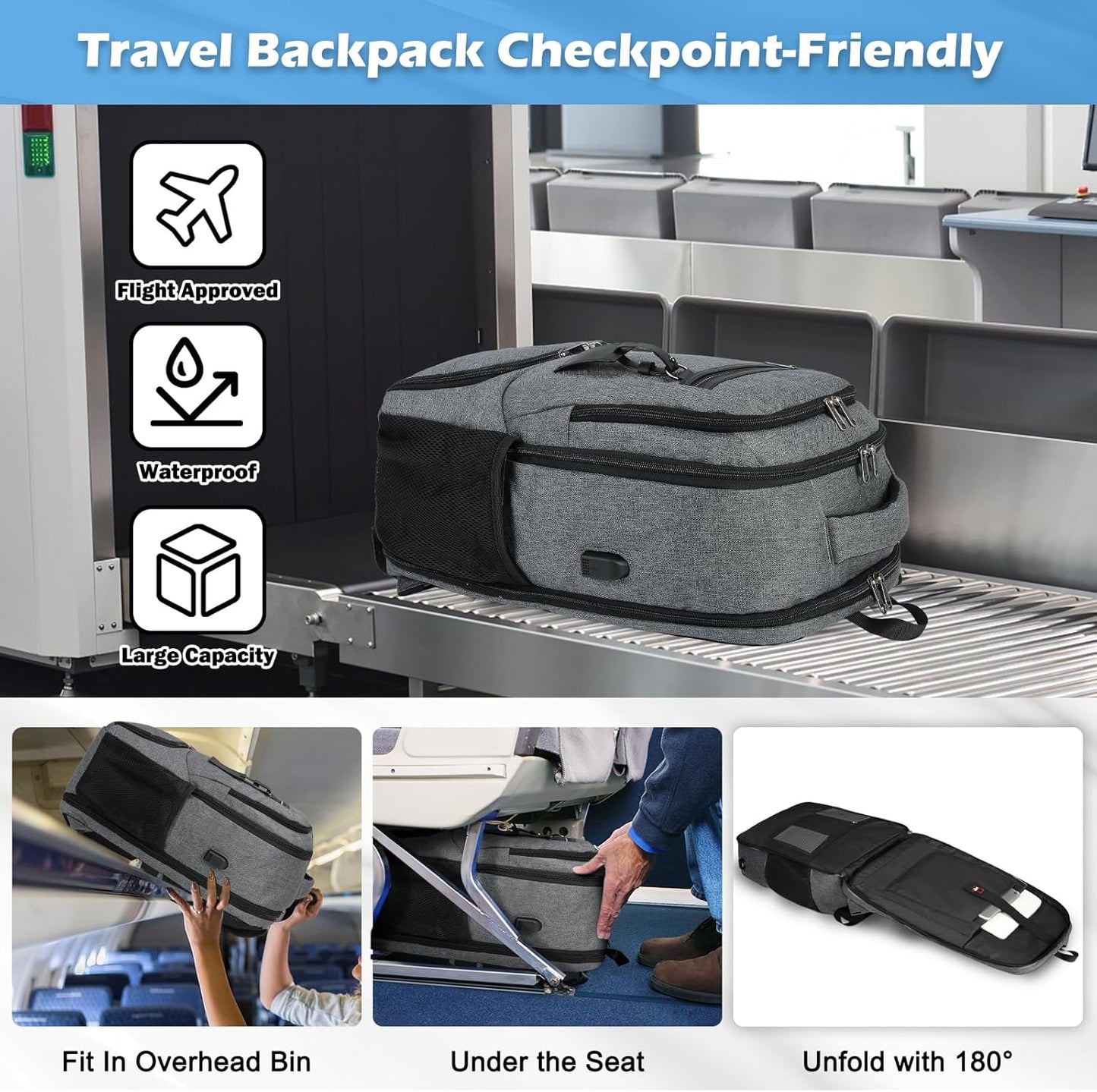 Laptop & Lunch Backpack | USB Charging Port | Fits 17.3 in Laptop | Insulated Lunch Compartment