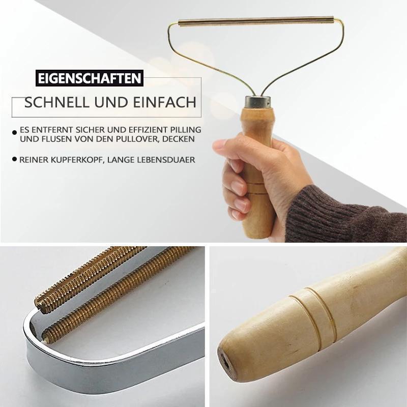 Lint Remover for Clothing & Upholstery | Copper Head & Wooden Handle | Gentle on Wool & Cashmere