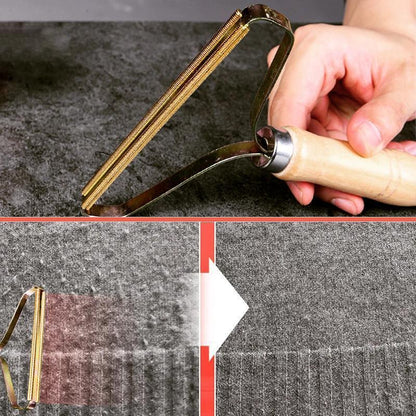 Lint Remover for Clothing & Upholstery | Copper Head & Wooden Handle | Gentle on Wool & Cashmere
