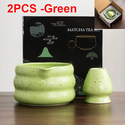 Matcha Bowl Set | Ceramic 550ml Bowl with Pouring Spout | Includes Whisk Holder