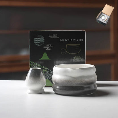 Matcha Bowl Set | Ceramic 550ml Bowl with Pouring Spout | Includes Whisk Holder