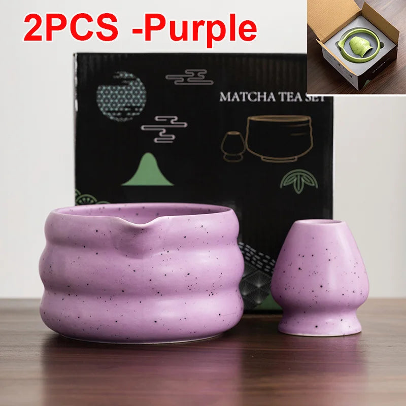 Matcha Bowl Set | Ceramic 550ml Bowl with Pouring Spout | Includes Whisk Holder
