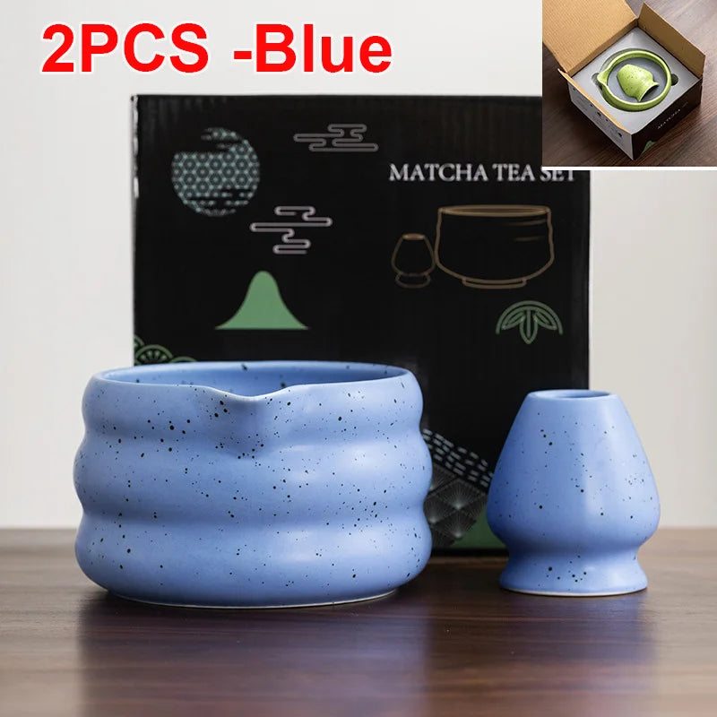 Matcha Bowl Set | Ceramic 550ml Bowl with Pouring Spout | Includes Whisk Holder
