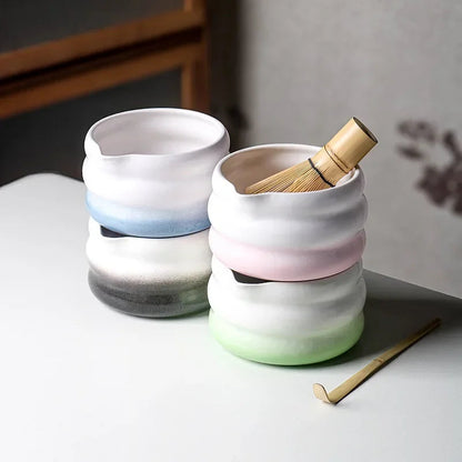 Matcha Bowl Set | Ceramic 550ml Bowl with Pouring Spout | Includes Whisk Holder