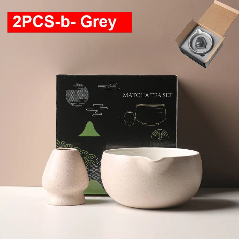 Matcha Bowl Set | Ceramic 550ml Bowl with Pouring Spout | Includes Whisk Holder