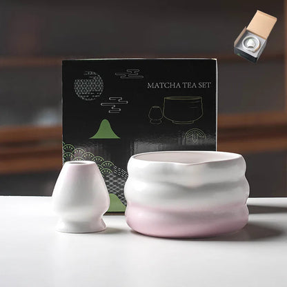 Matcha Bowl Set | Ceramic 550ml Bowl with Pouring Spout | Includes Whisk Holder