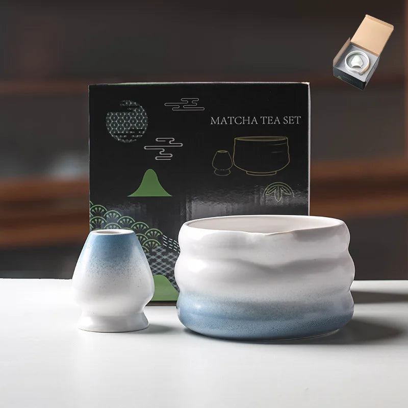 Matcha Bowl Set | Ceramic 550ml Bowl with Pouring Spout | Includes Whisk Holder