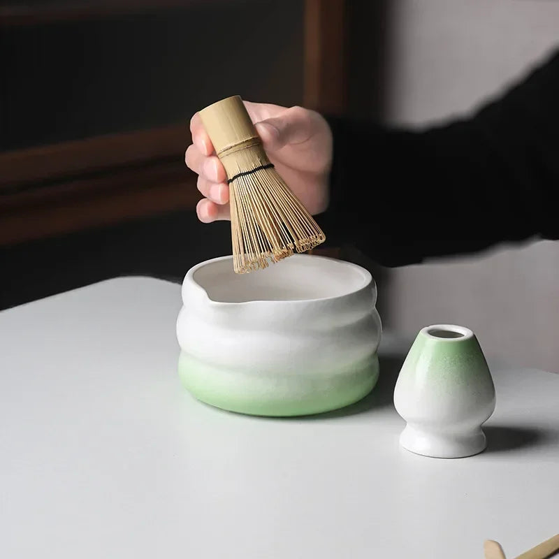 Matcha Bowl Set | Ceramic 550ml Bowl with Pouring Spout | Includes Whisk Holder