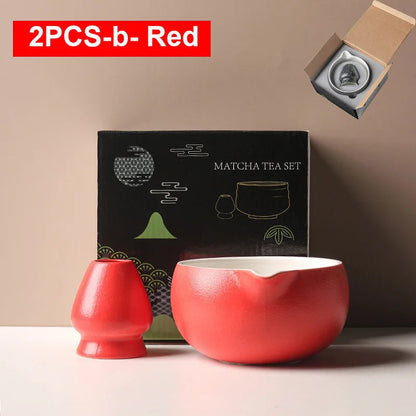 Matcha Bowl Set | Ceramic 550ml Bowl with Pouring Spout | Includes Whisk Holder