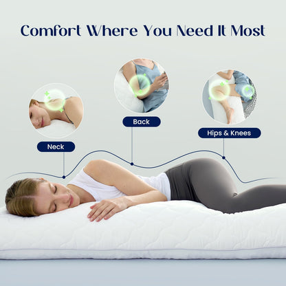 Maternity Body Pillow | Adjustable Dual-Sided | Breathable Cooling Fabric | Full-Length Support