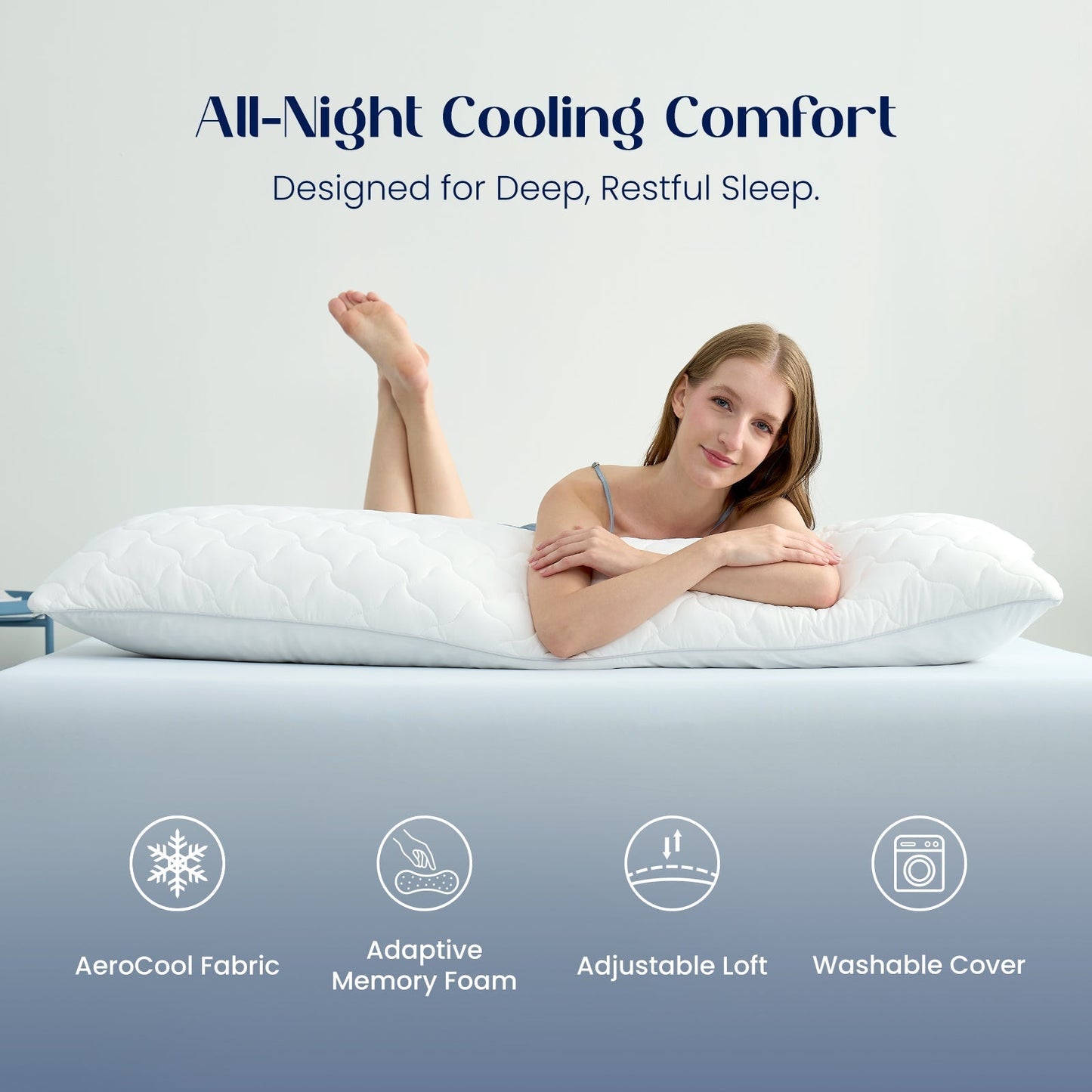Maternity Body Pillow | Adjustable Dual-Sided | Breathable Cooling Fabric | Full-Length Support
