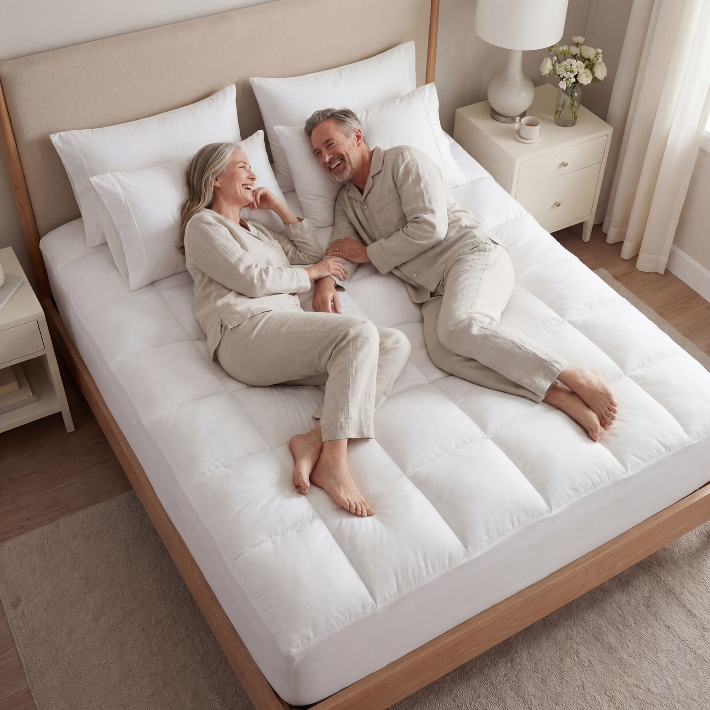 Mattress Topper | 1000GSM Plush Cooling Fill | Breathable Polyester Blend Cover