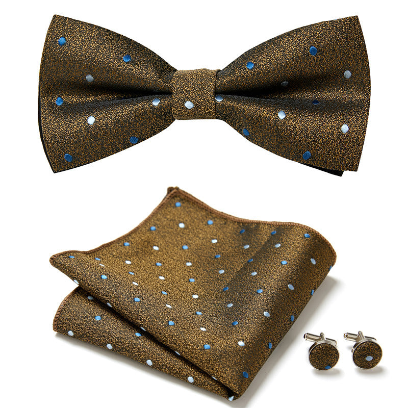 Men's Bow Tie Set | Floral Print Polyester | Includes Pocket Square & Cufflinks | Formal Wear
