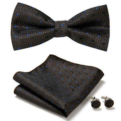 Men's Bow Tie Set | Floral Print Polyester | Includes Pocket Square & Cufflinks | Formal Wear