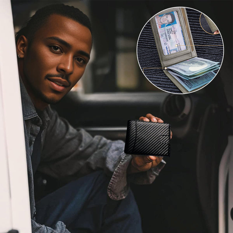 Men's Money Clip Wallet | Anti-Theft Magnetic & RFID Blocking | Genuine Leather | 12-Card Capacity