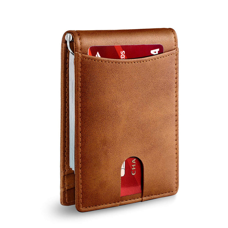 Men's Money Clip Wallet | Anti-Theft Magnetic & RFID Blocking | Genuine Leather | 12-Card Capacity