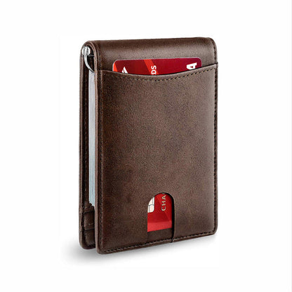 Men's Money Clip Wallet | Anti-Theft Magnetic & RFID Blocking | Genuine Leather | 12-Card Capacity
