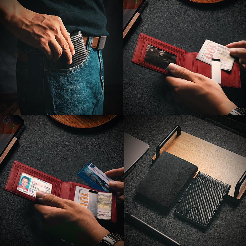 Men's Money Clip Wallet | Anti-Theft Magnetic & RFID Blocking | Genuine Leather | 12-Card Capacity