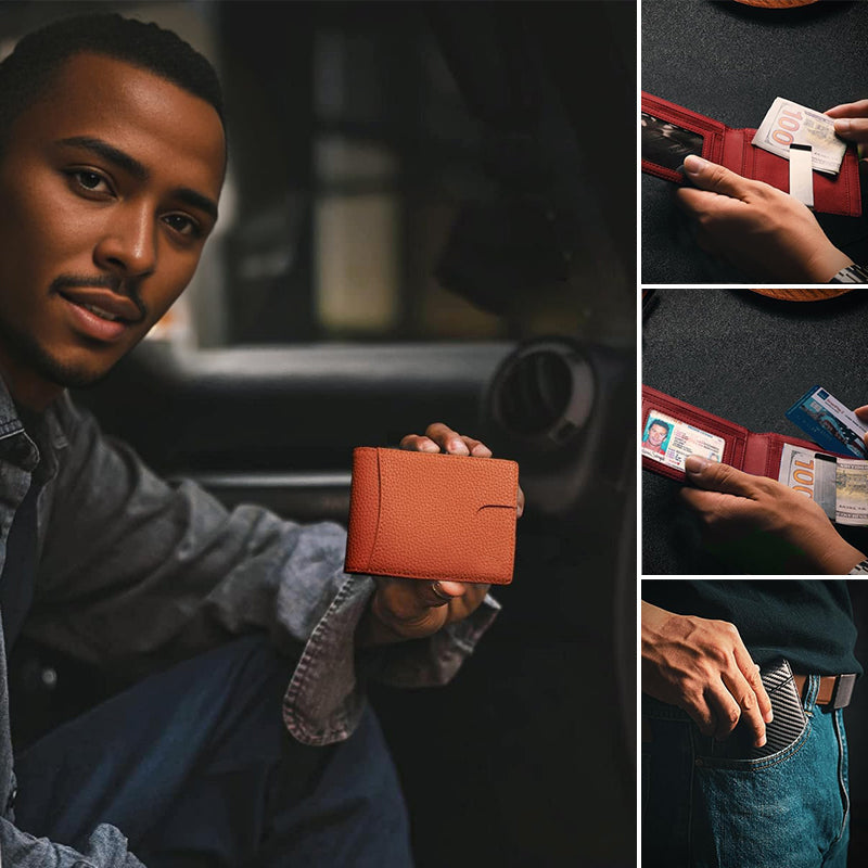 Men's Money Clip Wallet | Anti-Theft Magnetic & RFID Blocking | Genuine Leather | 12-Card Capacity