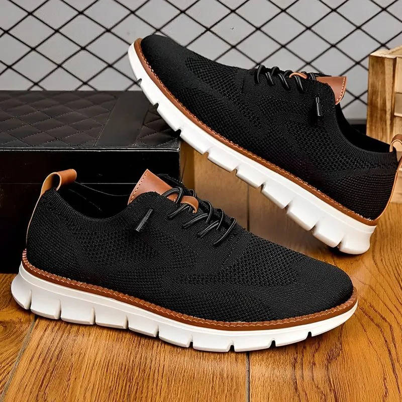 Men's Slip-On Business Shoes | Breathable Knit | Moisture-Wicking & Odor Control | All-Day Comfort