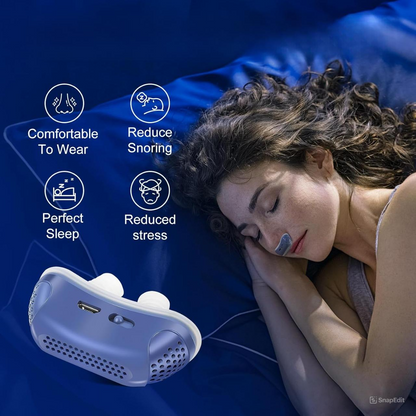 Micro CPAP Anti-Snoring Device | Maskless Silicone Nose Buds | USB Rechargeable | 8-10 Hour Battery