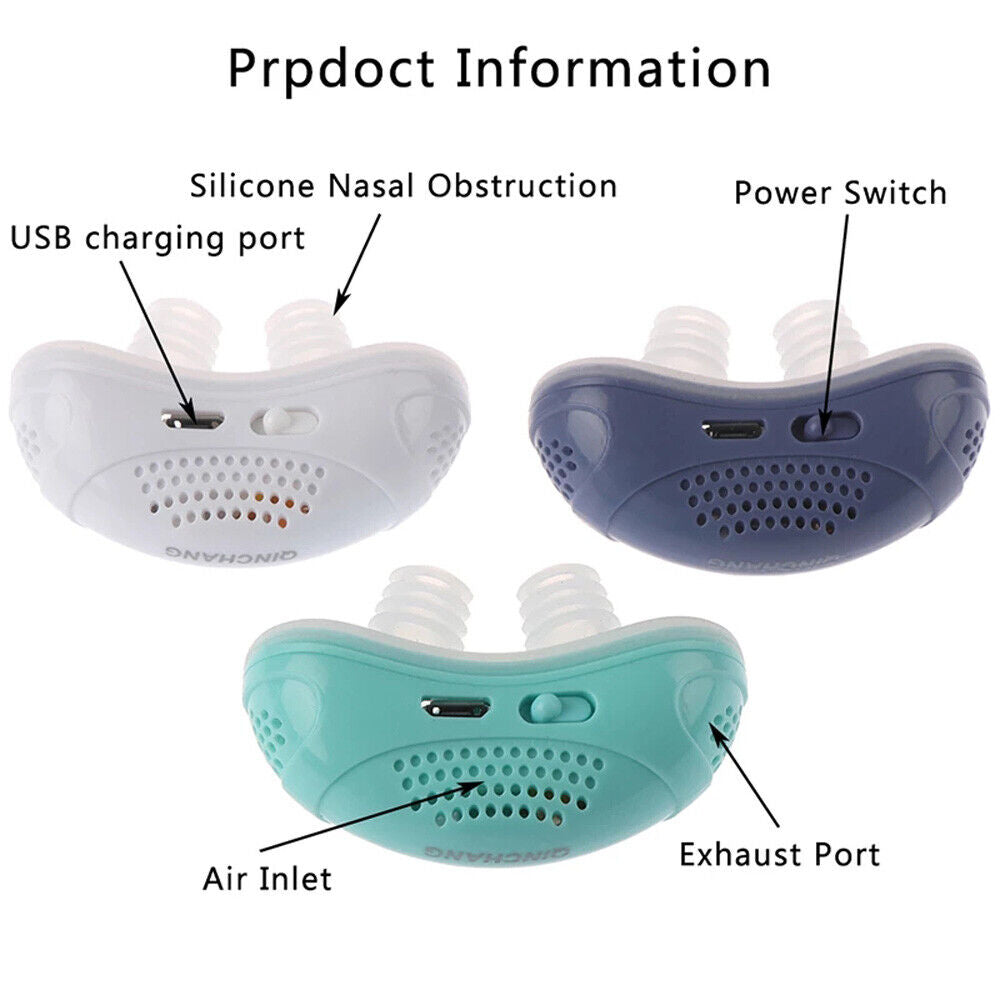 Micro CPAP Anti-Snoring Device | Maskless Silicone Nose Buds | USB Rechargeable | 8-10 Hour Battery