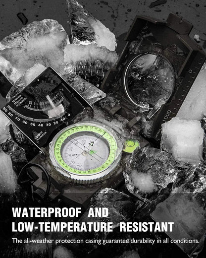 Military Compass | Waterproof Aluminum Body | Clinometer & Sighting Reticle | Hiking & Camping