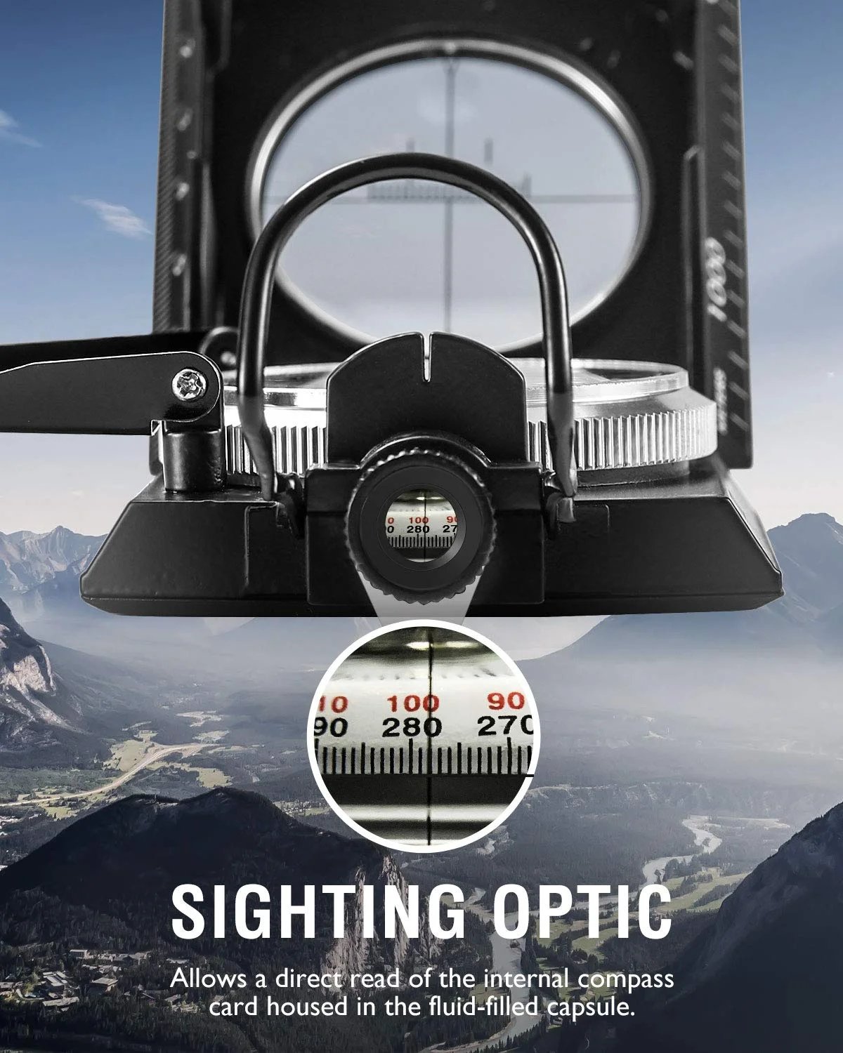 Military Compass | Waterproof Aluminum Body | Clinometer & Sighting Reticle | Hiking & Camping