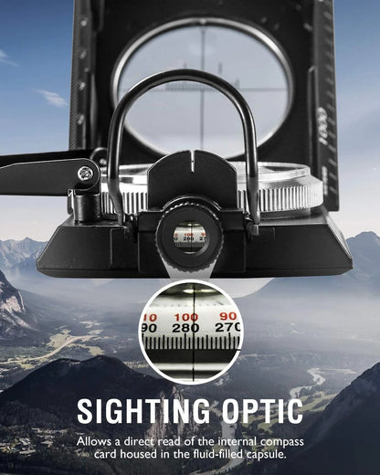 Military Compass | Waterproof Aluminum Body | Clinometer & Sighting Reticle | Hiking & Camping