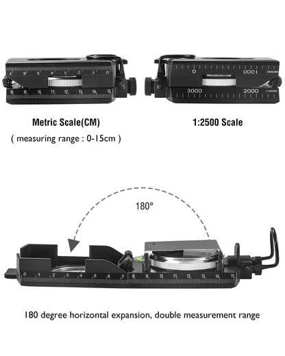 Military Compass | Waterproof Aluminum Body | Clinometer & Sighting Reticle | Hiking & Camping