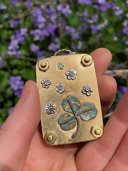 Mini Flower Press | Handcrafted Silver & Brass | 10 Reusable Blotter Sheets | Portable