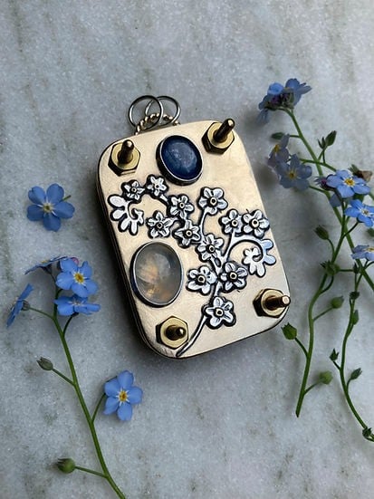 Mini Flower Press | Handcrafted Silver & Brass | 10 Reusable Blotter Sheets | Portable