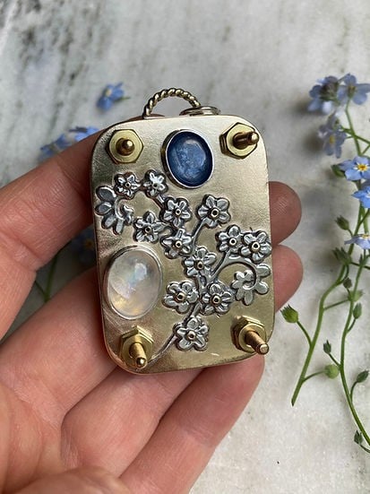 Mini Flower Press | Handcrafted Silver & Brass | 10 Reusable Blotter Sheets | Portable