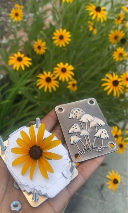 Mini Flower Press | Handcrafted Silver & Brass | 10 Reusable Blotter Sheets | Portable